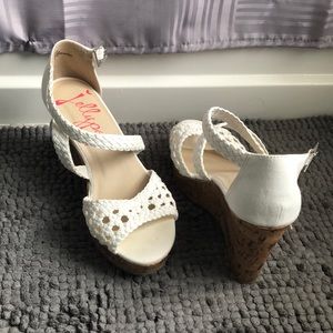 White Jellypop Cork Wedges